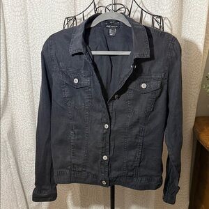 Jones New York Linen black/charcoal Jacket, L